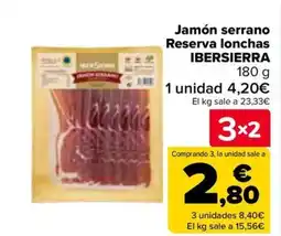 Carrefour IBERSIERRA Jamón serrano Reserva lonchas oferta