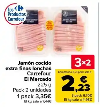 Carrefour Jamón cocido extra finas lonchas oferta