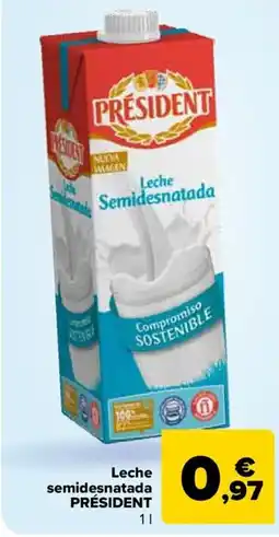 Carrefour PRÉSIDENT Leche semidesnatada oferta