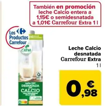 Carrefour Leche Calcio desnatada oferta