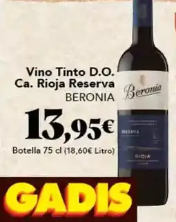 Gadis Beronia - vino tinto d.o. ca. rioja reserva oferta
