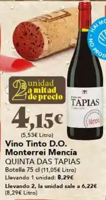 Gadis Quinta das tapias - vino tinto d.o. monterrei mencia oferta