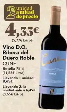 Gadis Cune - vino d.o. ribera del duero roble oferta