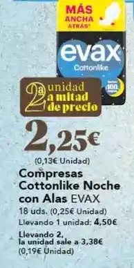 Gadis Evax - compresas cottonlike noche con alas oferta