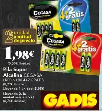 Gadis Cegasa - pila super alcalina oferta