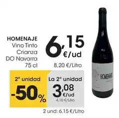 Eroski Homenaje - vino tinto crianza do navarra oferta