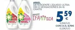 CashDiplo Ariel - detergente líquido ultra oxi o sensaciones 24+6 gratis oferta