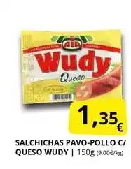 Supermercados MAS Wudy - salchichas pavo-pollo c/queso oferta