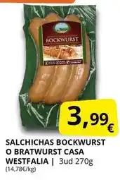 Supermercados MAS Casa wesfalia - salchichas bockwurst o bratwurst oferta