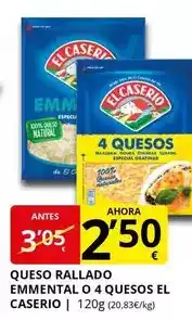 Supermercados MAS El caserío - queso rallado emmental o 4 quesos oferta