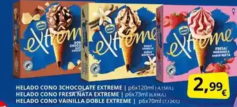 Supermercados MAS Nestlé - helado cono 3chocolate extreme oferta