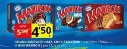 Supermercados MAS Nestlé - helado sandwich nata, cookie maxibon oferta