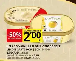 Supermercados MAS Dor - helado vainilla o den.origi oferta