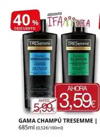 Supermercados MAS Tresemmé - gama champu oferta
