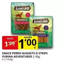 Supermercados MAS Purina - snack perro nuggets o strips adventuros oferta