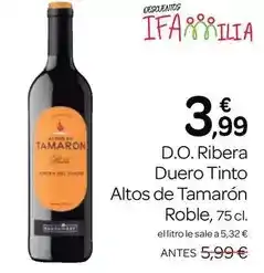 Supermercados El Jamón Ribera - d.o. duero tinto altos de tamarón roble oferta