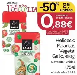 Supermercados El Jamón Gallo - helices o pajaritas vegetal oferta