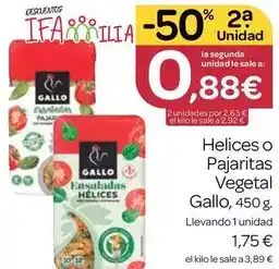Supermercados El Jamón Gallo - helices o pajaritas vegetal oferta