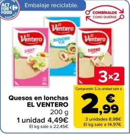 Carrefour EL VENTERO Quesos en lonchas oferta