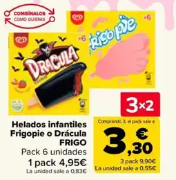 Carrefour FRIGO Helados infantiles Frigopie o Drácula oferta