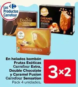 Carrefour En helados bombón Frutas Exóticas Carrefour Extra, Double Chocolate y Caramel Fusion Carrefour Sensation oferta