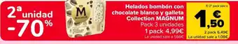 Carrefour MAGNUM Helados bombón con chocolate blanco y galleta Collection oferta