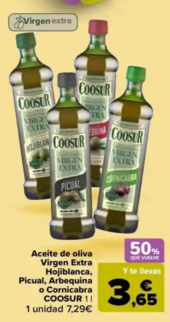Carrefour COOSUR Aceite de oliva Virgen Extra Hojiblanca, Picual, Arbequina o Cornicabra oferta