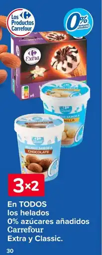 Carrefour En todos los helados 0% azúcares añadidos extra y classic. oferta