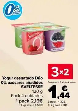 Carrefour SVELTESSE Yogur desnatado Dúo 0% azúcares añadidos oferta