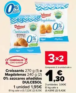 Carrefour DULCESOL Croissants o Magdalenas 0% azúcares añadidos oferta