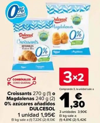 Carrefour DULCESOL Croissants o Magdalenas 0% azúcares añadidos oferta