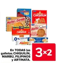 Carrefour CHIQUILÍN, MARBÚ, FILIPINOS y ARTINATA En todas las galletas oferta