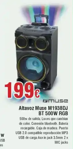 Hiper FROIZ MUSE Altavoz Muse M1938DJ BT 500W RGB oferta