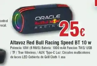 Hiper FROIZ Altavoz Red Bull Racing Speed BT 10w oferta