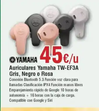 Hiper FROIZ YAMAHA Auriculares Yamaha TW-EF3A Gris, Negro o Rosa oferta
