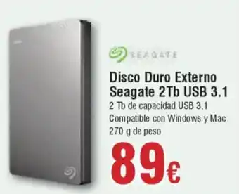 Hiper FROIZ Disco Duro Externo Seagate 2Tb USB 3.1 oferta