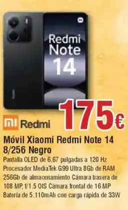 Hiper FROIZ REDMI Móvil Xiaomi Redmi Note 14 8/256 Negro oferta
