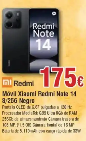Hiper FROIZ REDMI Móvil Xiaomi Redmi Note 14 8/256 Negro oferta