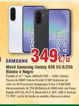 Hiper FROIZ SAMSUNG Móvil Samsung Galaxy A36 5G 8/256 Blanco o Negro oferta