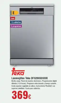 Hiper FROIZ Lavavajillas Teka DFS26650SSIX oferta