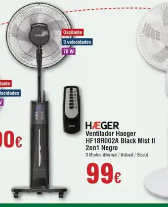 Hiper FROIZ HÆGER Ventilador HF18R002A Black Mist II oferta