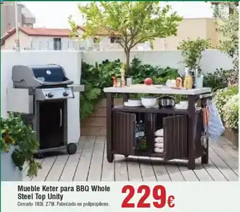 Hiper FROIZ Mueble Keter para BBQ Whole Steel Top Unity oferta