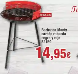 Hiper FROIZ Barbacoa Monty carbón redonda negra y roja 82159 oferta