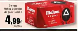 Cash FROIZ MAHOU 5 ESTRELLAS Cerveza oferta