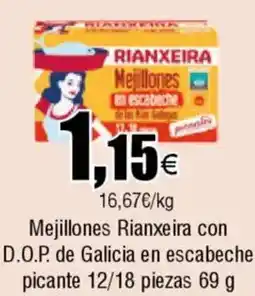 Cash FROIZ Mejillones Rianxeira con D.O.P. de Galicia en escabeche picante oferta