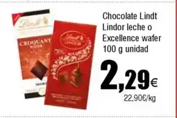 Cash FROIZ Chocolate Lindt Lindor leche o Excellence wafer oferta