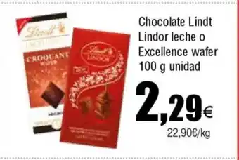 Cash FROIZ Chocolate Lindt Lindor leche o Excellence wafer oferta