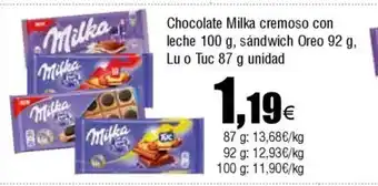 Cash FROIZ Chocolate Milka cremoso con leche leche sandwich Oreo oferta