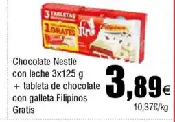 Cash FROIZ Chocolate Nestlé con leche + tableta de chocolate con galleta Filipinos oferta