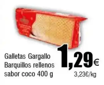 Cash FROIZ Galletas Gargallo Barquillos rellenos sabor coco oferta